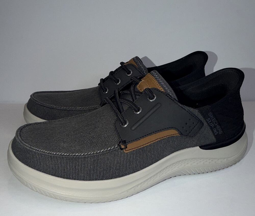 SKECHERS Slip-Ins Men's Low Top Lace-Up Sneakers Black/Brown/White 205212